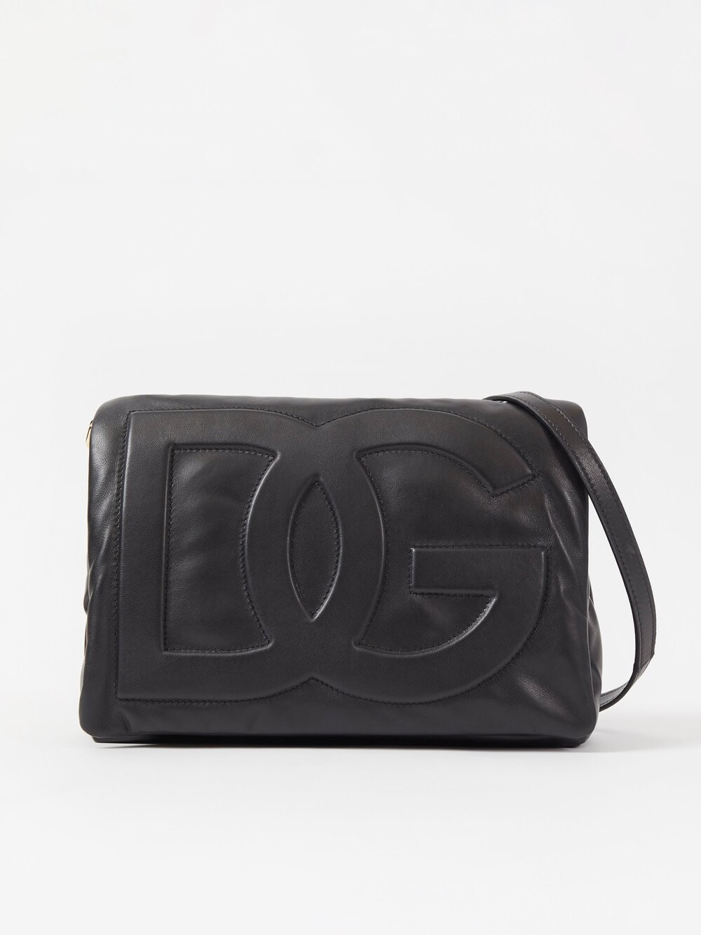 

Кожаная сумка через плечо с клапаном с логотипом Dolce & Gabbana, черный