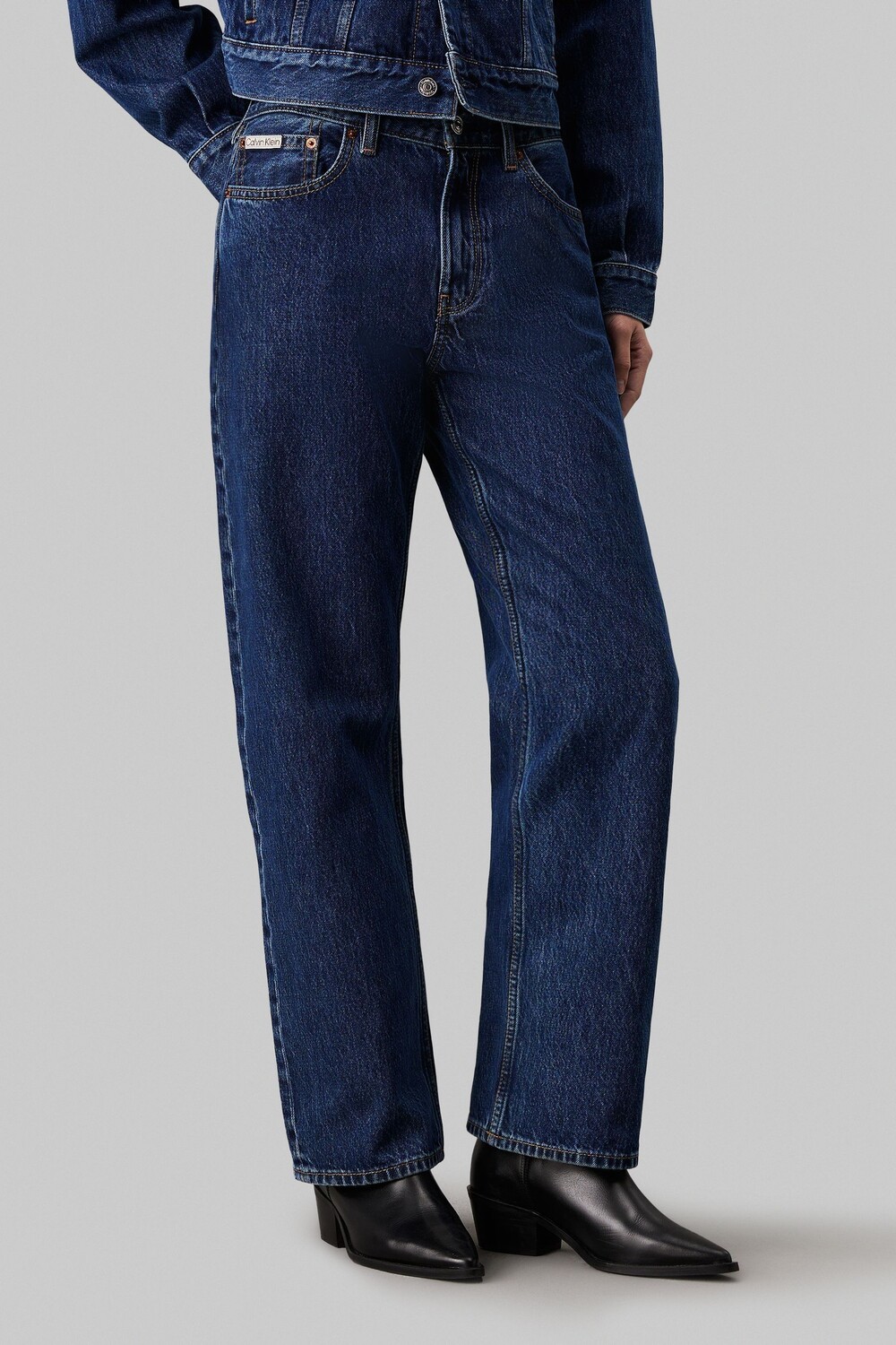 

Прямые джинсы в стиле 90 х из 100% хлопка Calvin Klein, синий