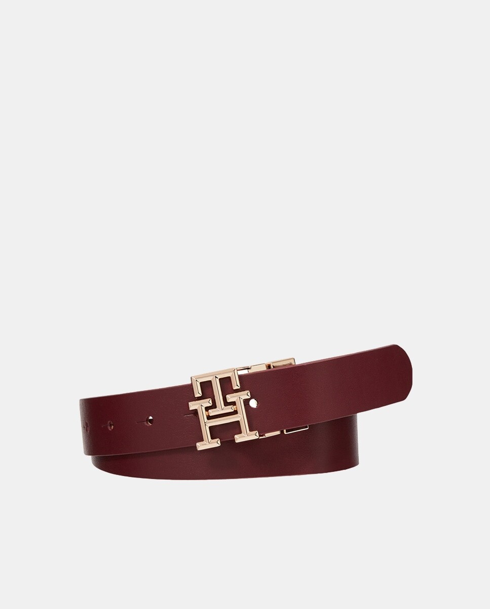 

Двусторонний кожаный ремень с монограммой Tommy Hilfiger, бордо