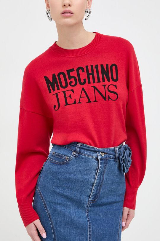 

Хлопковый свитер Moschino Jeans, красный