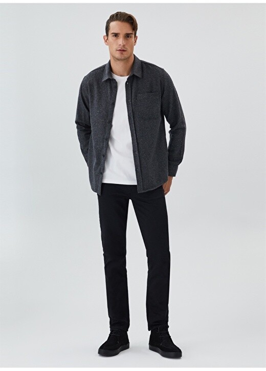 

Мужская рубашка однотонная антрацит Lee Cooper