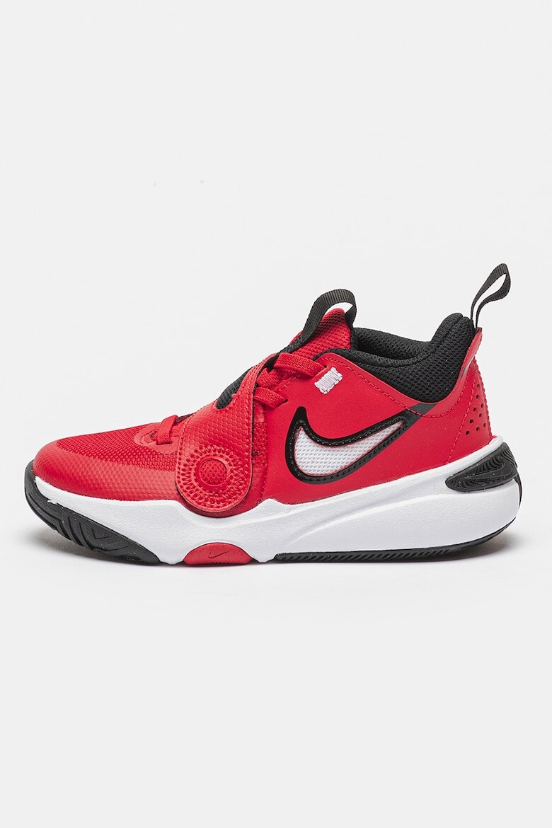

Баскетбольные кроссовки Team Hustle из кожи и логотипов Nike, красный