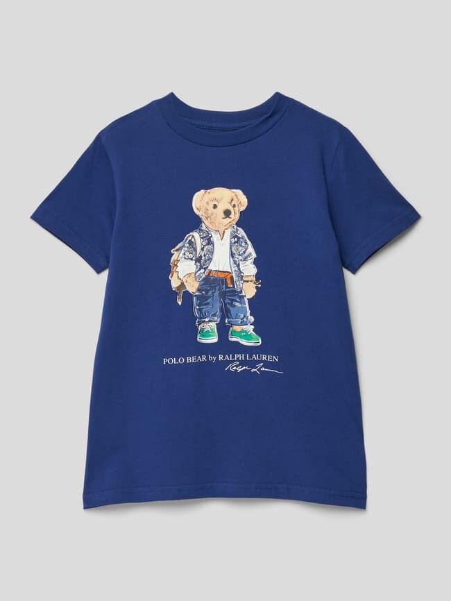 

Хлопковая футболка с мотивным принтом Polo Ralph Lauren, темно-синий