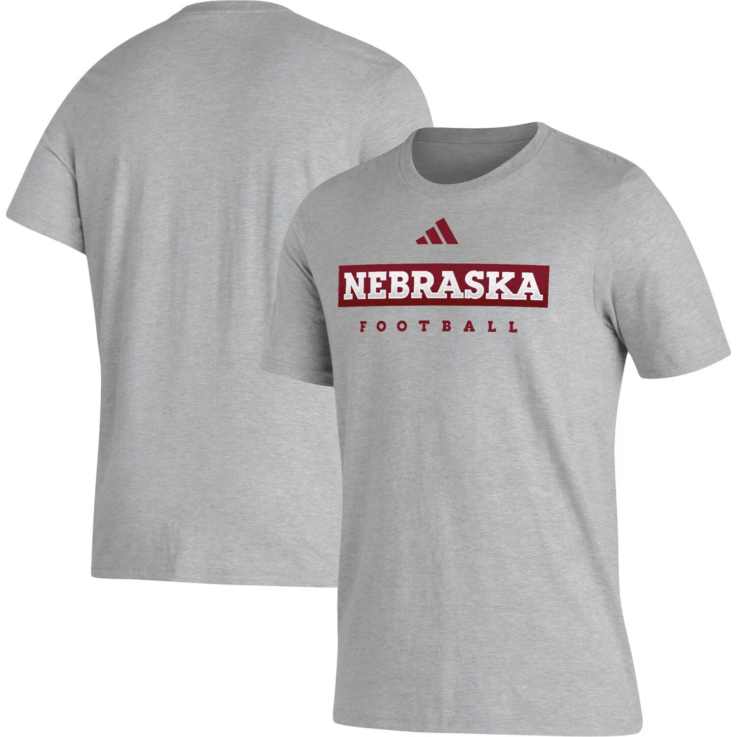 

Мужская футболка adidas Heather Grey Nebraska Huskers Football Practice AEROREADY Pregame