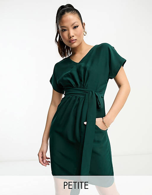 

Изумрудное платье мини с поясом-тюльпаном Closet London Petite