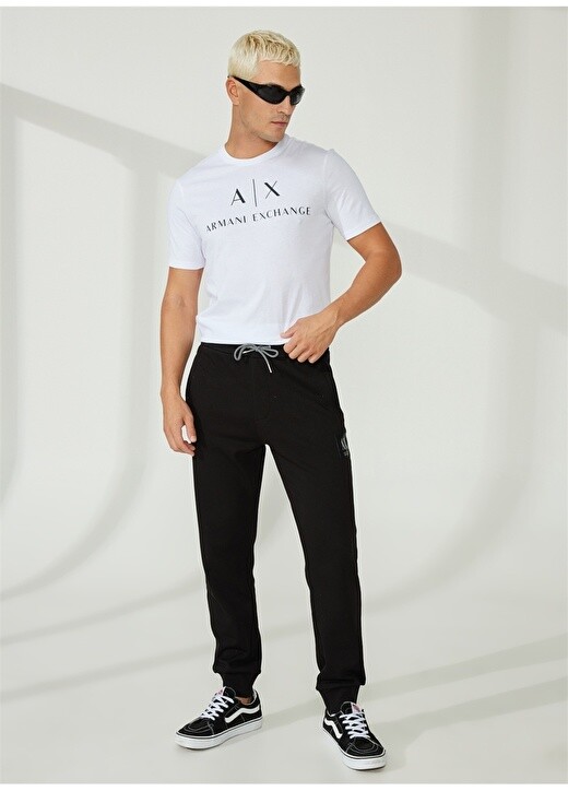 

Однотонная белая мужская футболка с круглым вырезом Armani Exchange, Белый