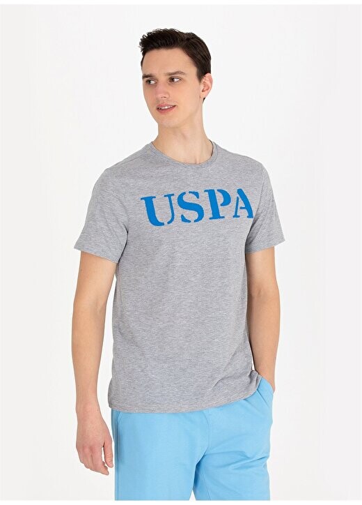 

Серая меланжевая мужская футболка с круглым вырезом GEARTIY023 U.S. Polo Assn., серый