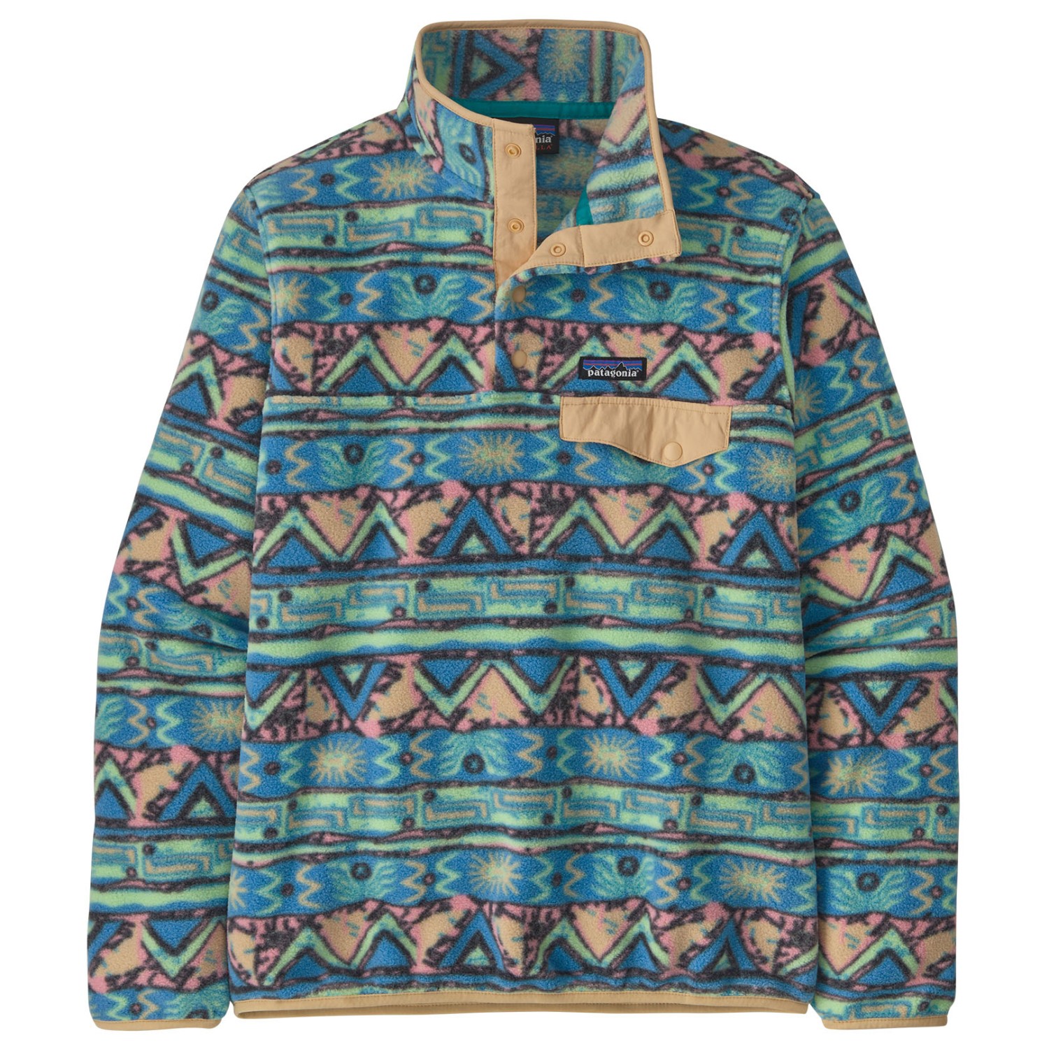 цена Флисовый свитер Patagonia Women's Lightweight Synchilla Snap T Fleece Pullov, цвет High Hopes Geo/Salamander Green