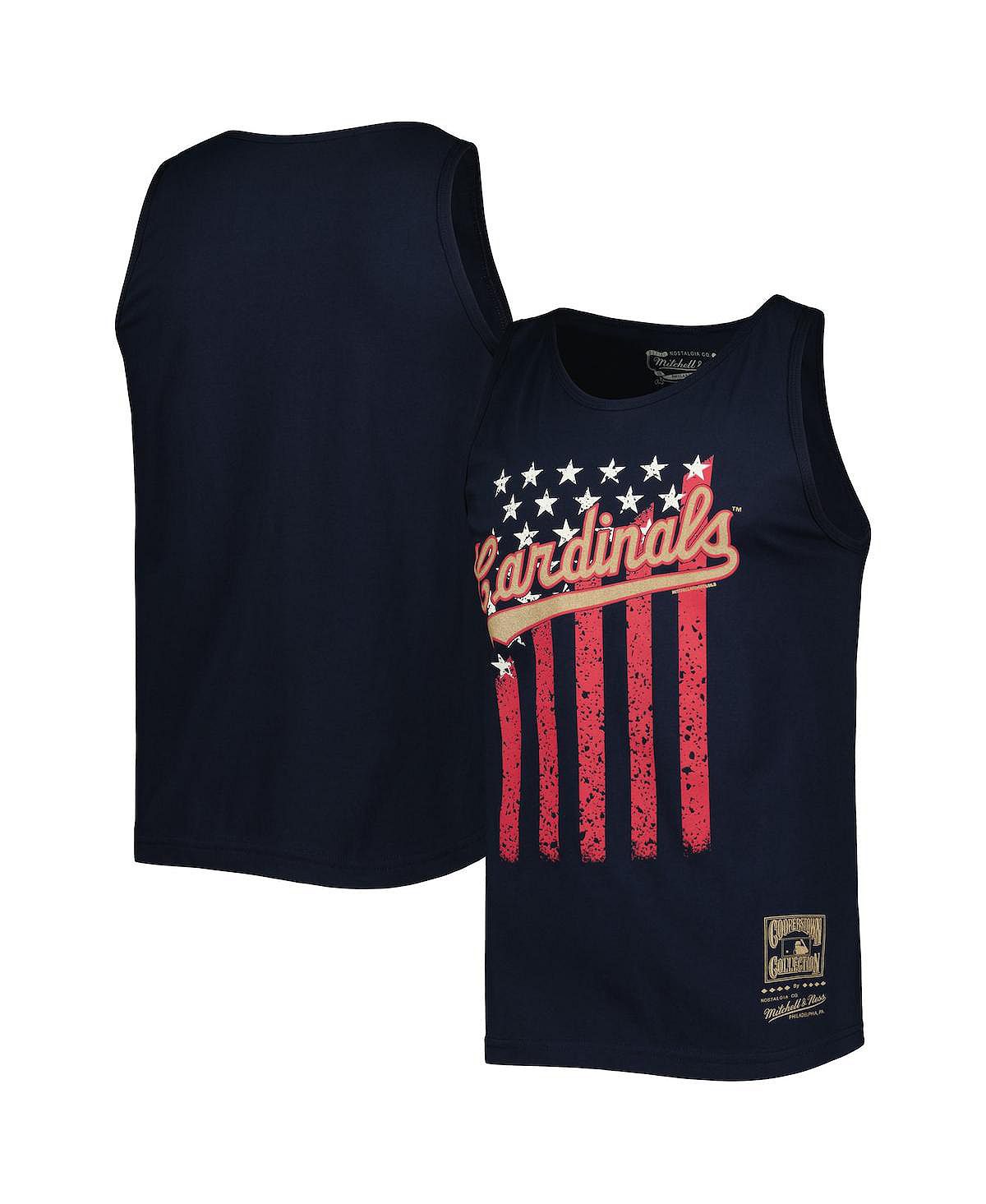 Мужская темно-синяя майка St. Louis Cardinals Cooperstown Collection Stars and Stripes Mitchell & Ness