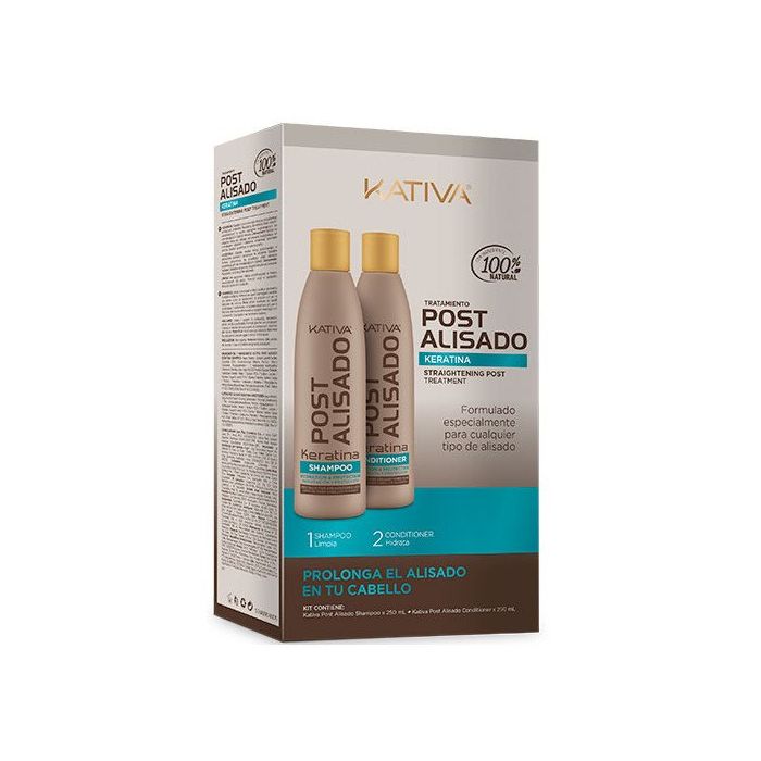 цена Набор косметики Kit Tratamiento Post Alisado Keratina Kativa, Champú 250 ml + Acondicionador 250 ml