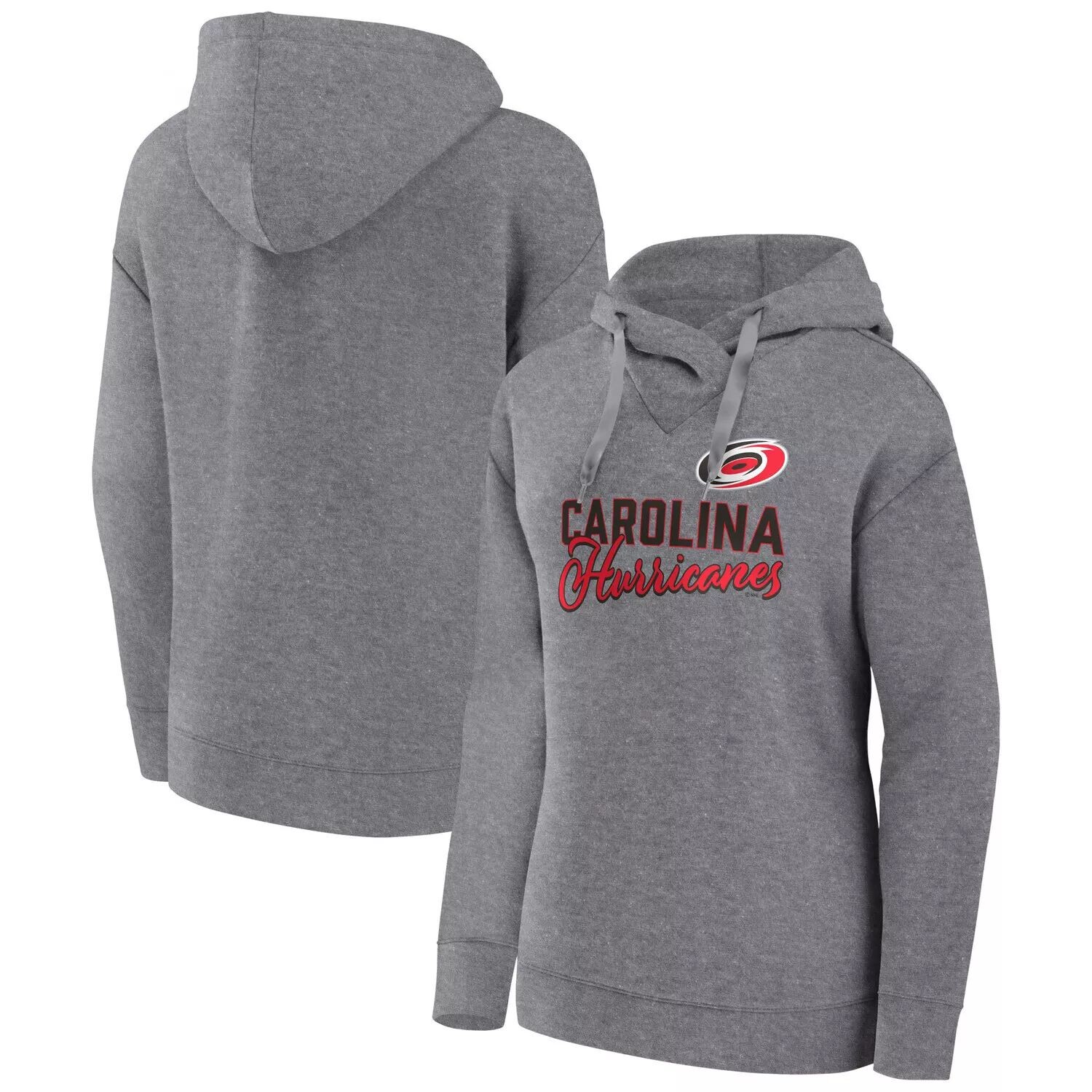 

Женский пуловер с капюшоном Fanatics с логотипом Heather Grey Carolina Hurricanes Script Favorite Fanatics