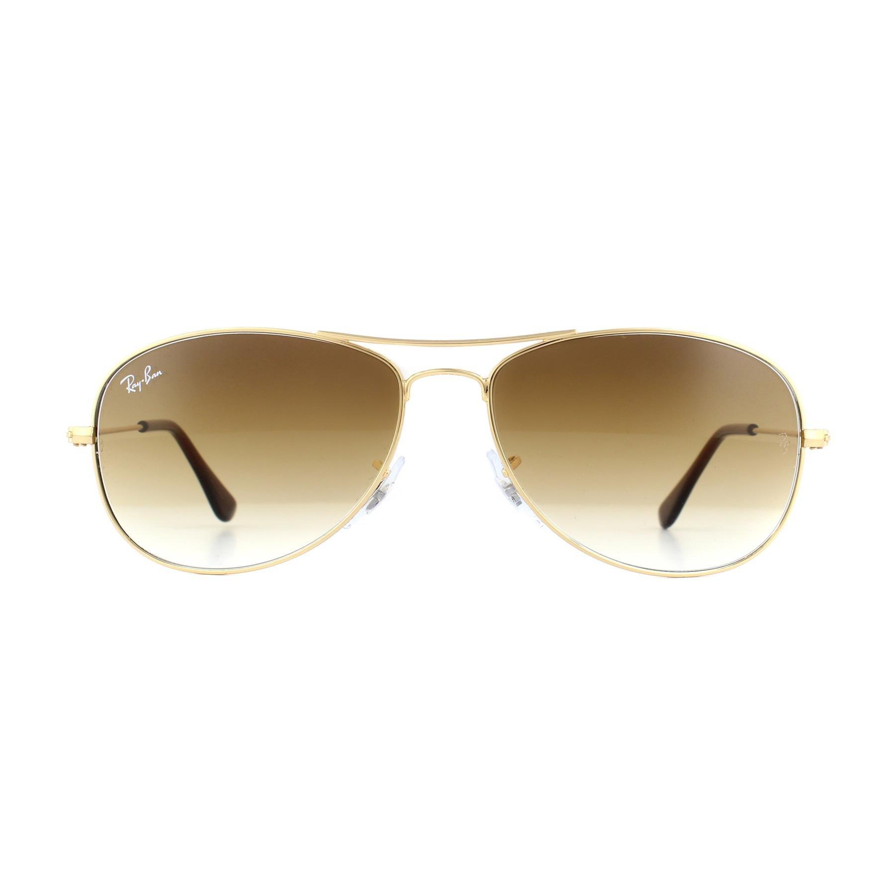 цена Золотисто-коричневые солнцезащитные очки-авиаторы с градиентом Ray-Ban, золото