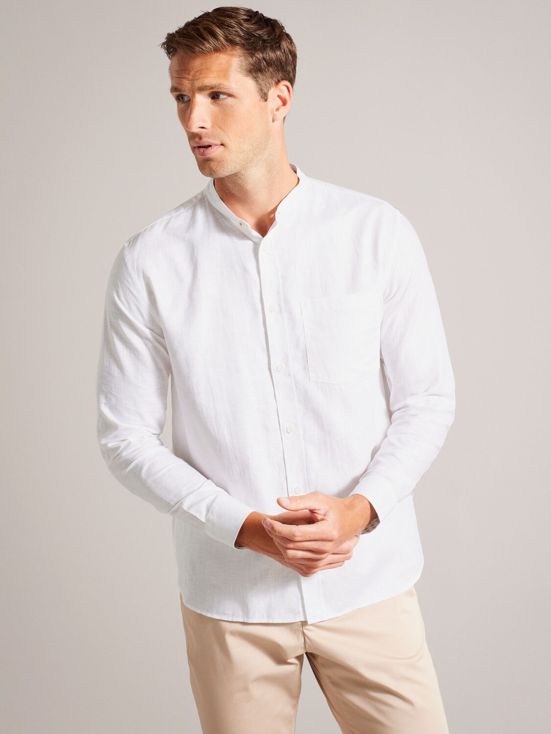 

Льняная рубашка с длинным рукавом Ted Baker Granan, белая