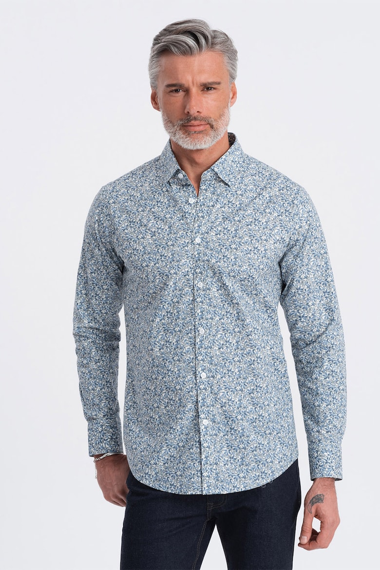 цена Хлопковая рубашка с узором в виде листьев Ombre, серый