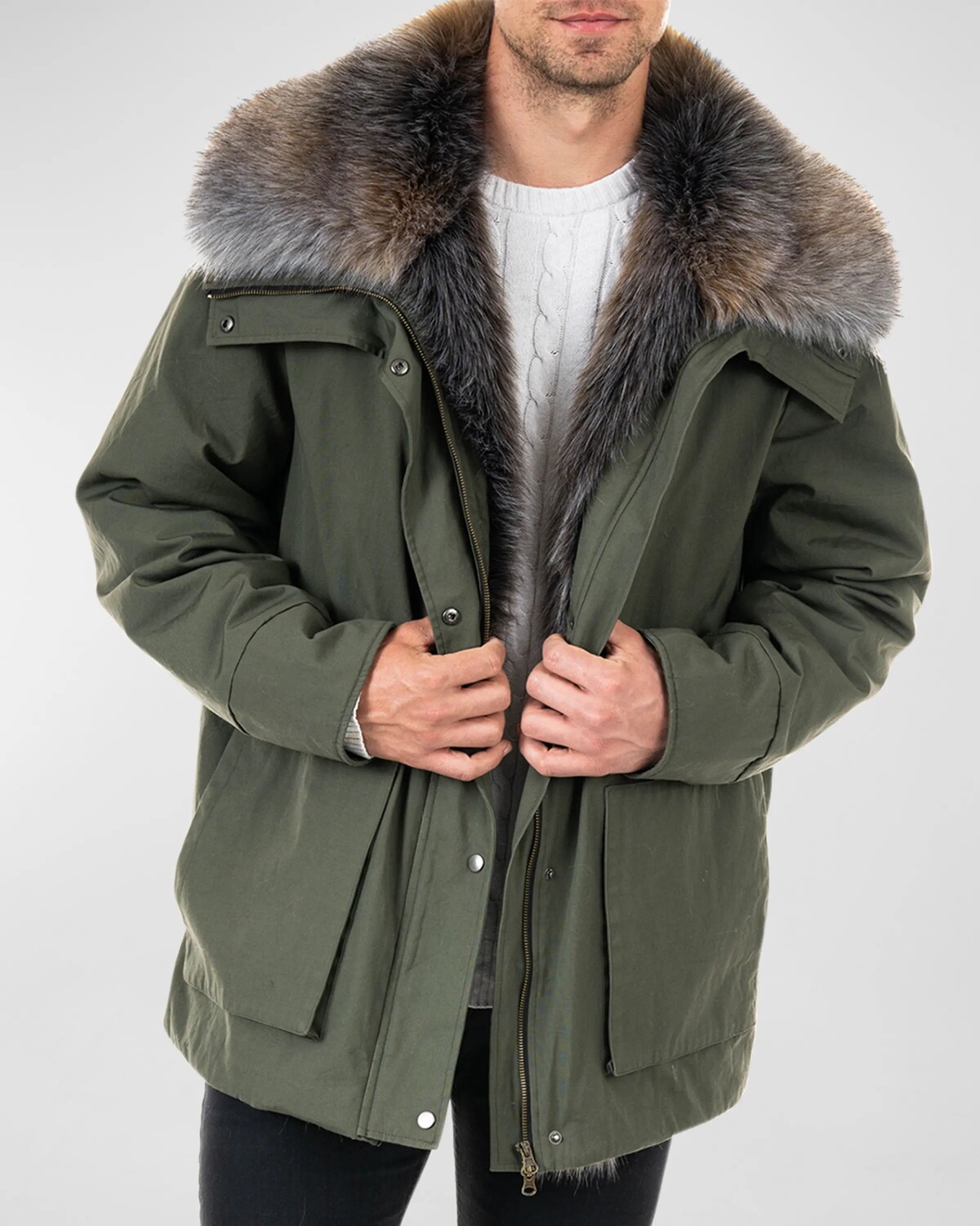 

Мужской альпийский анорак с искусственным мехом Fabulous Furs, цвет Olive