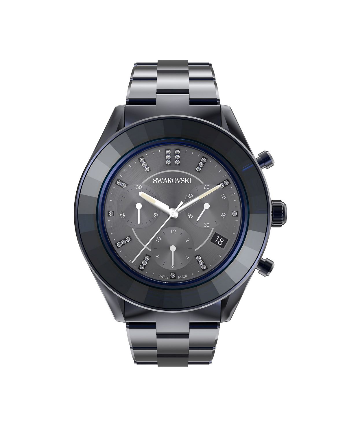 Женские часы Octea Lux Sport, черные часы с браслетом из нержавеющей стали с физическим осаждением паром, 39 мм Swarovski, черный 56793