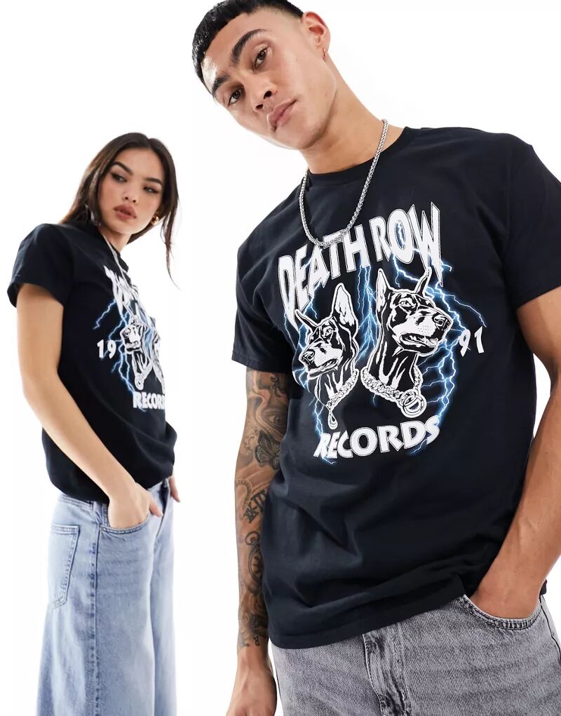 Черная футболка унисекс с лицензионным принтом Death Row Records ASOS светящаяся футболка death row records skeleton черный
