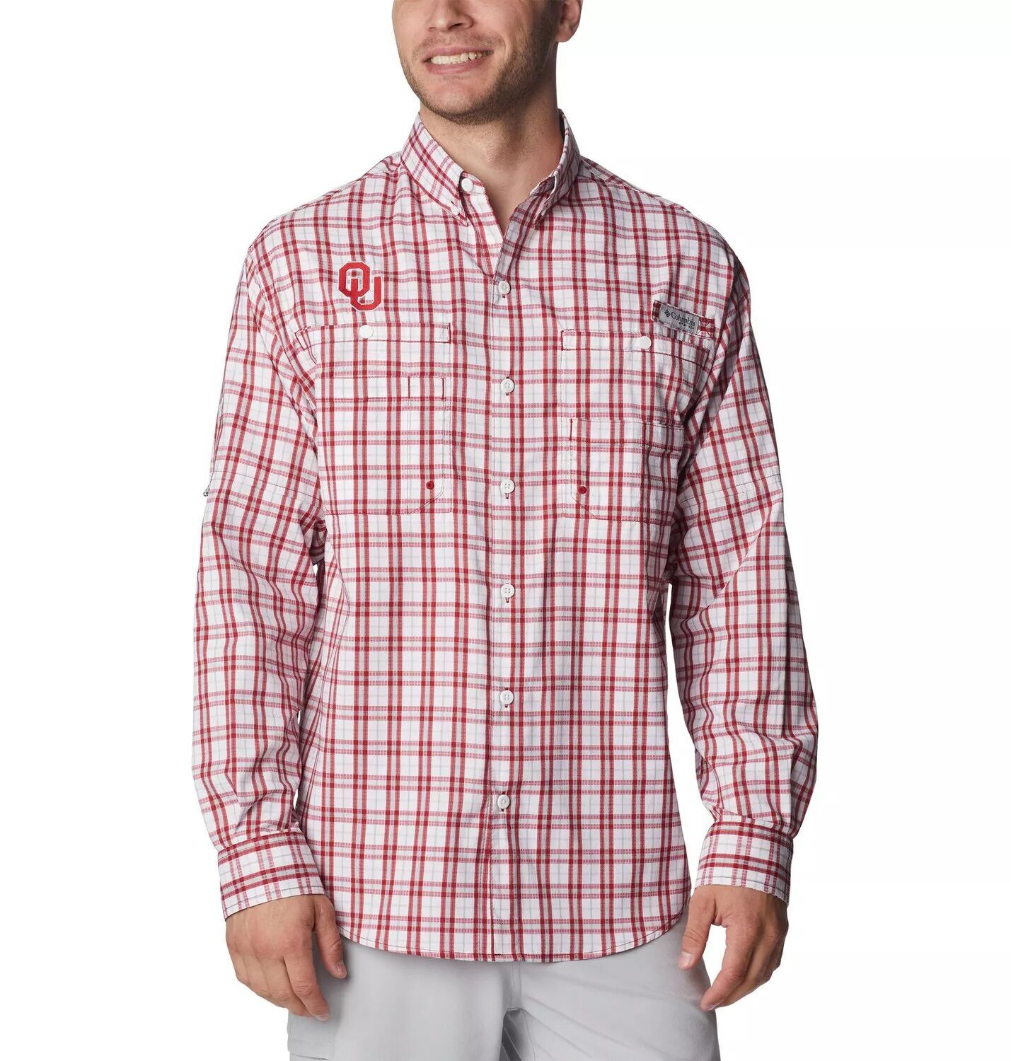 

Мужская рубашка на пуговицах с длинными рукавами Columbia Crimson Oklahoma Early Super Tamiami Omni-Shade