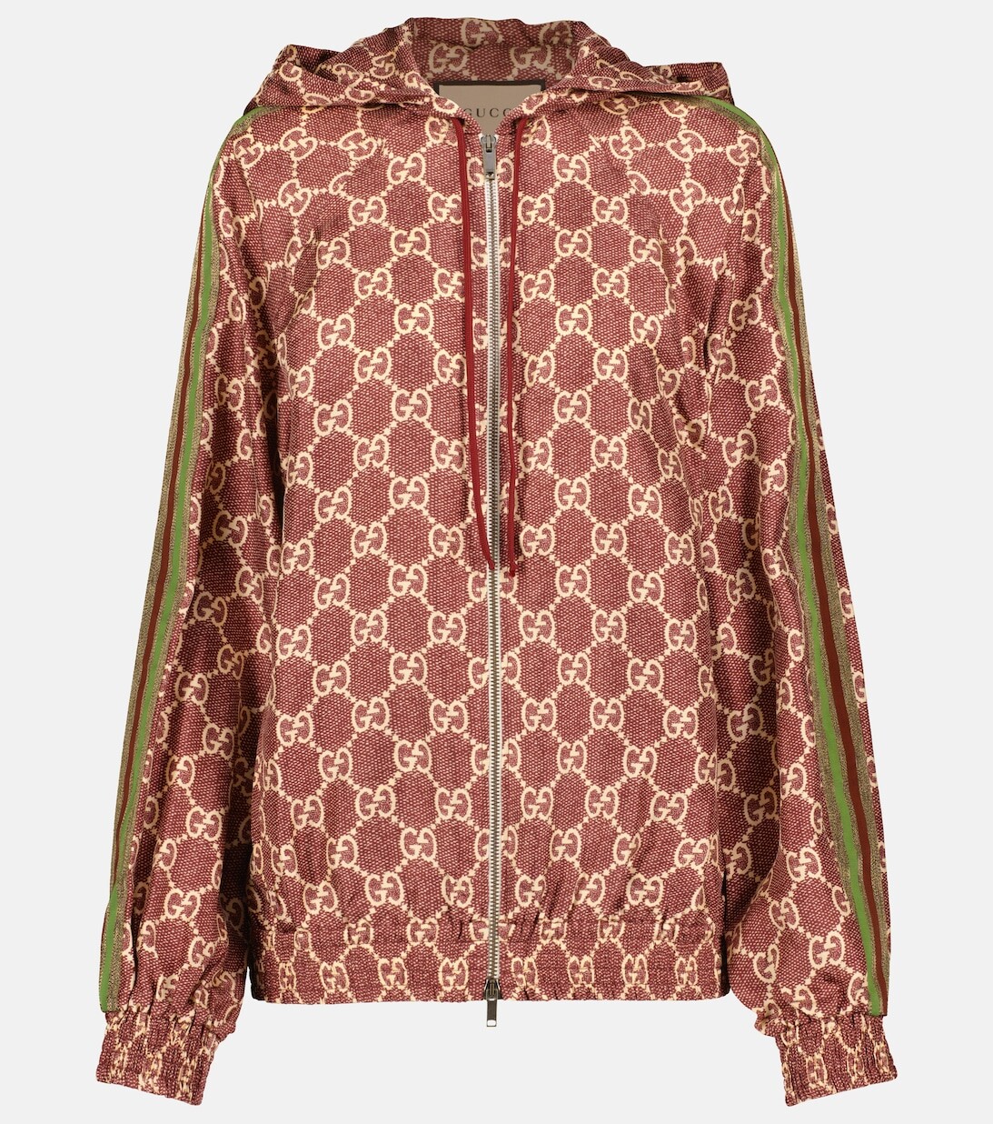 

Худи из шелкового твила с принтом GG Supreme GUCCI, красный