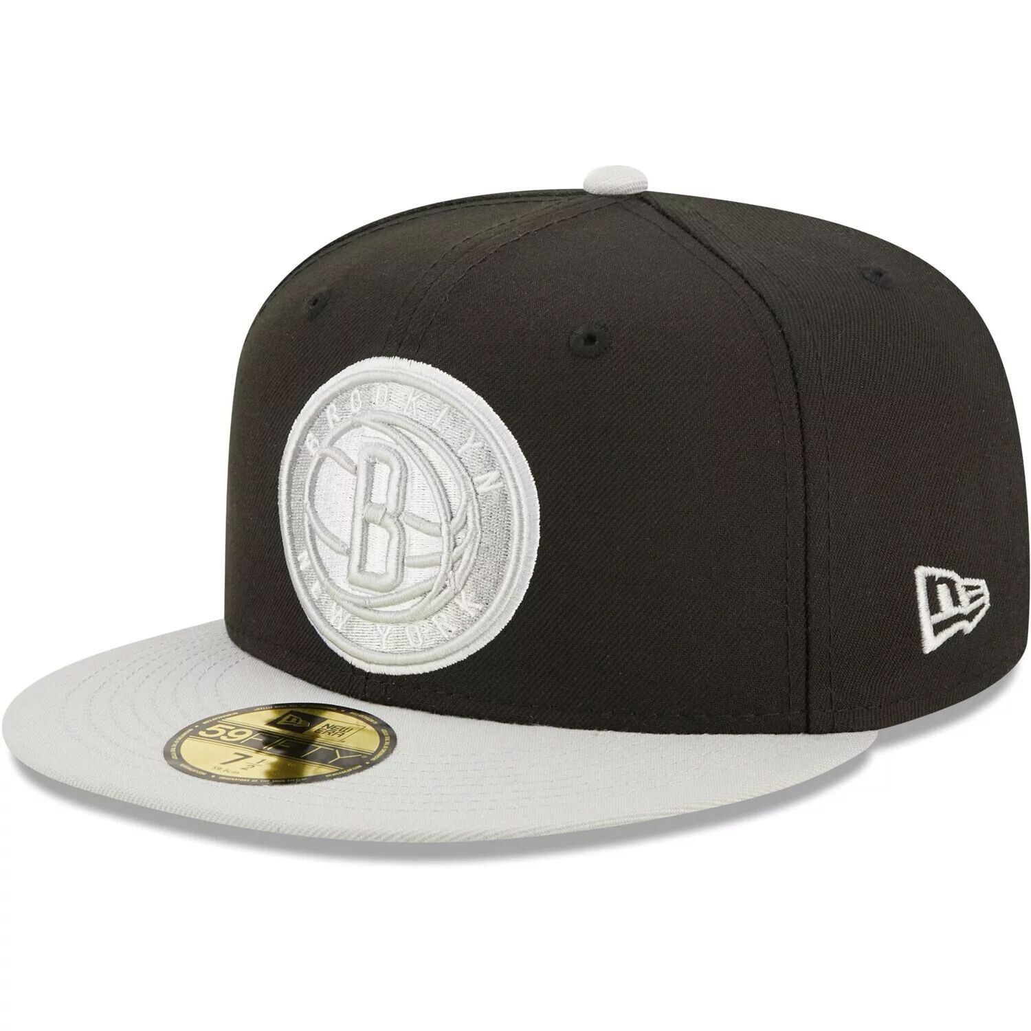 

Мужская двухцветная цветная упаковка New Era черная/серая Brooklyn Nets 59FIFTY Облегающая шляпа