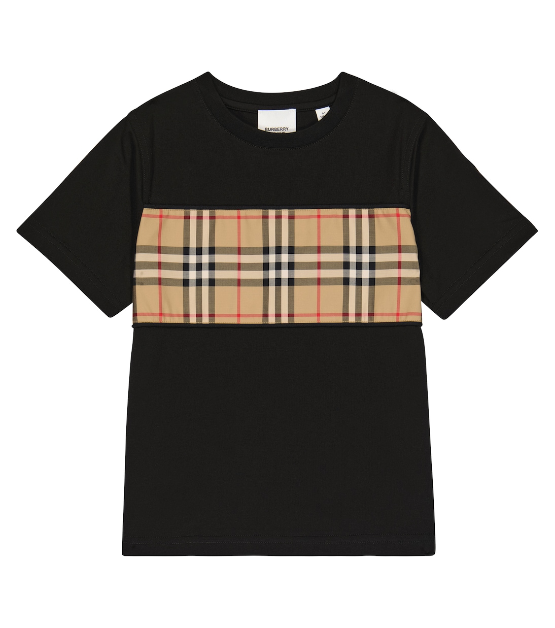 

Футболка из хлопкового джерси в клетку vintage check Burberry Kids, черный