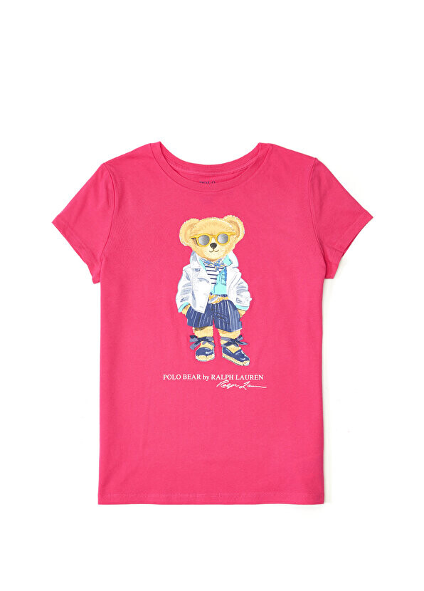

Розовая футболка с принтом teddy bear для девочек Polo Ralph Lauren