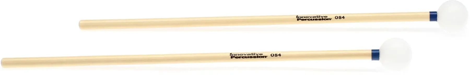 

Innovative Percussion OS4 Orchestral Full Forte Xylophone/Glockenspiel Mallets - 1 1/8 inch White/Blue Tape - Rattan