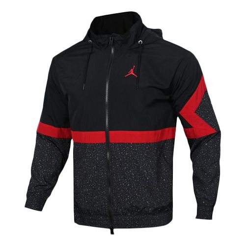 Air Jordan Diamond Cement Jacket Running Training Sports Hooded Jacket Black Red CDEK.Shopping