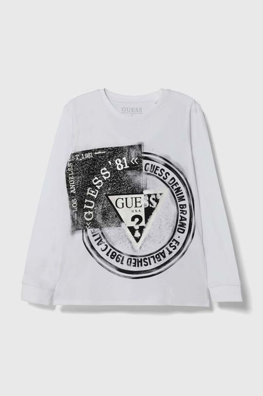

Детская хлопковая рубашка Guess с длинными рукавами, белый