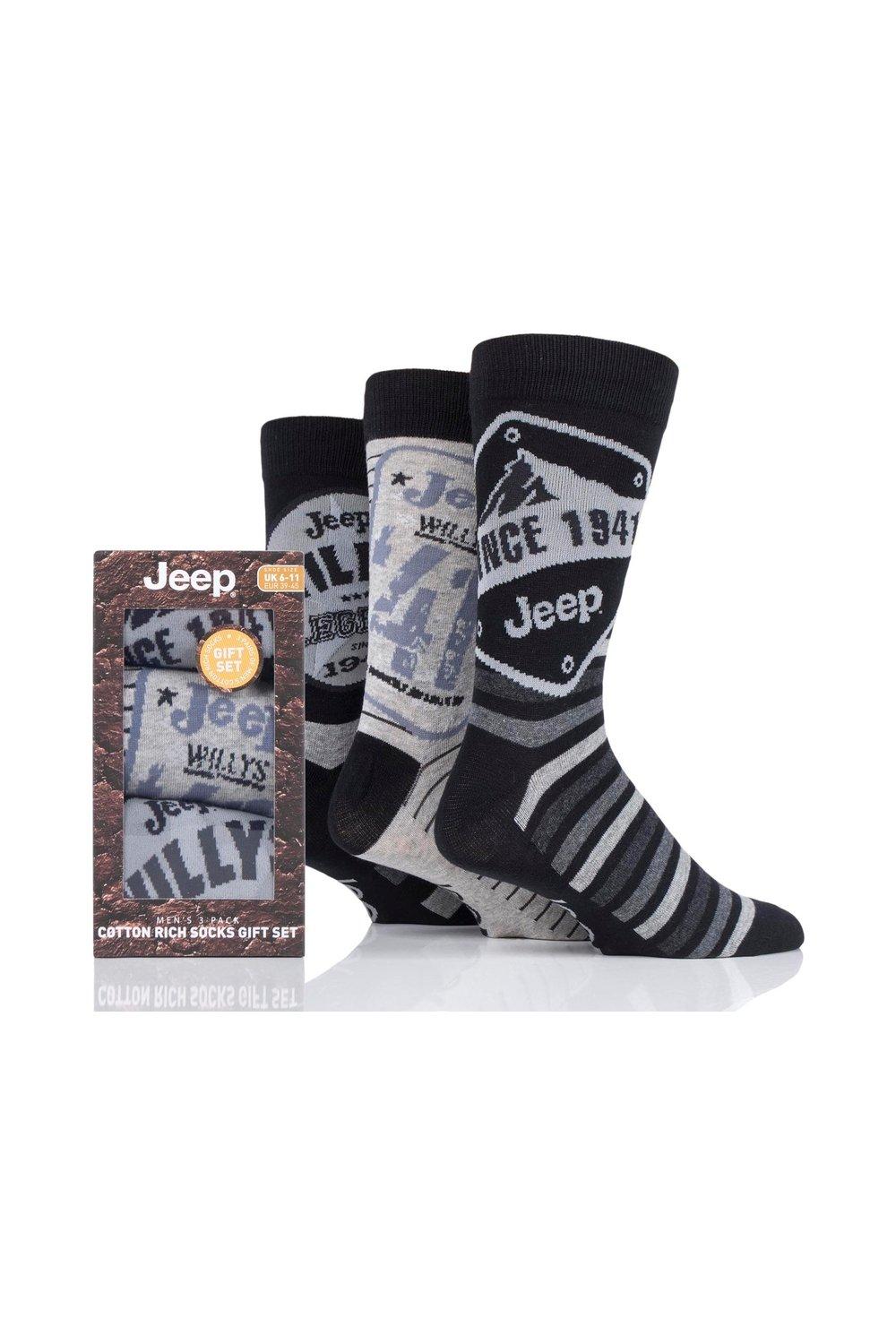 3 пары носков в подарочной упаковке с логотипом Jeep, черный фото