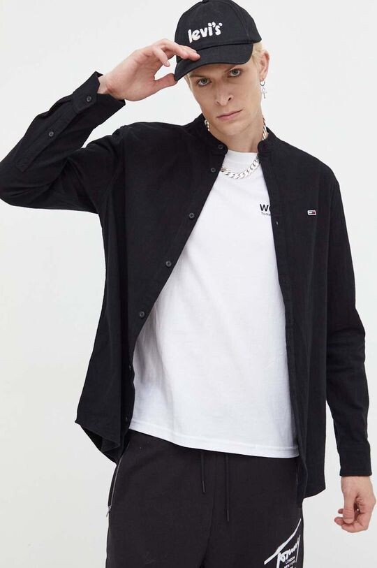 

Хлопковая рубашка Tommy Jeans, черный