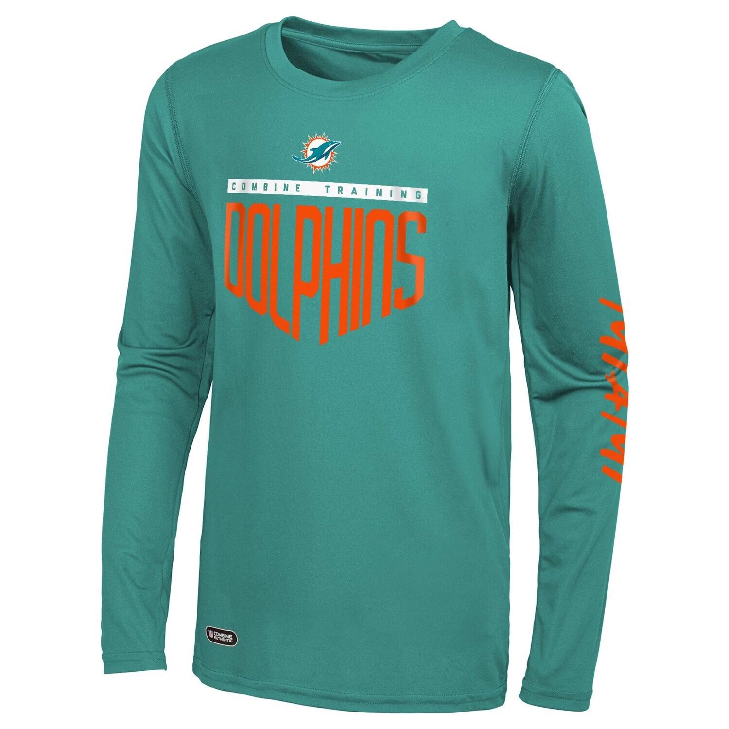 

Мужская футболка Aqua Miami Dolphins с длинным рукавом Outerstuff