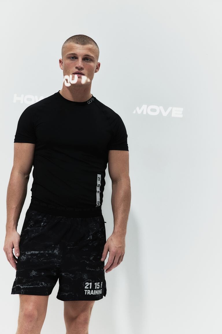 

Спортивная футболка Drymove с облегающим силуэтом H&M, черный