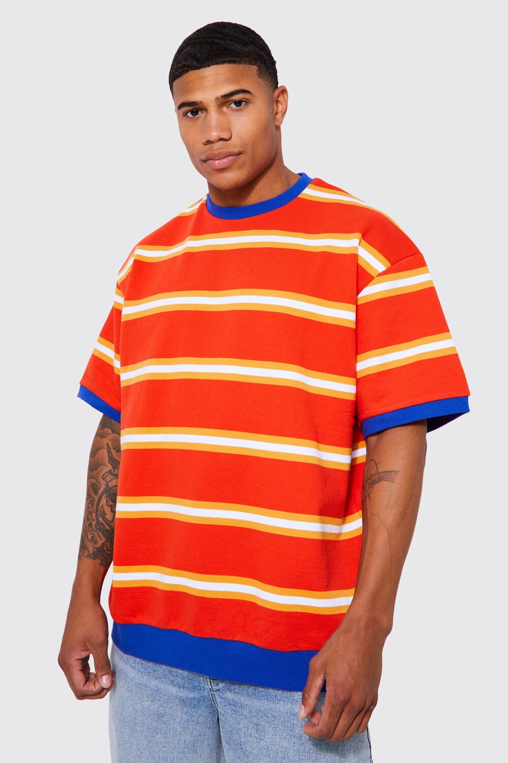 

Свитшот overisize official с полосами Boohoo, красный