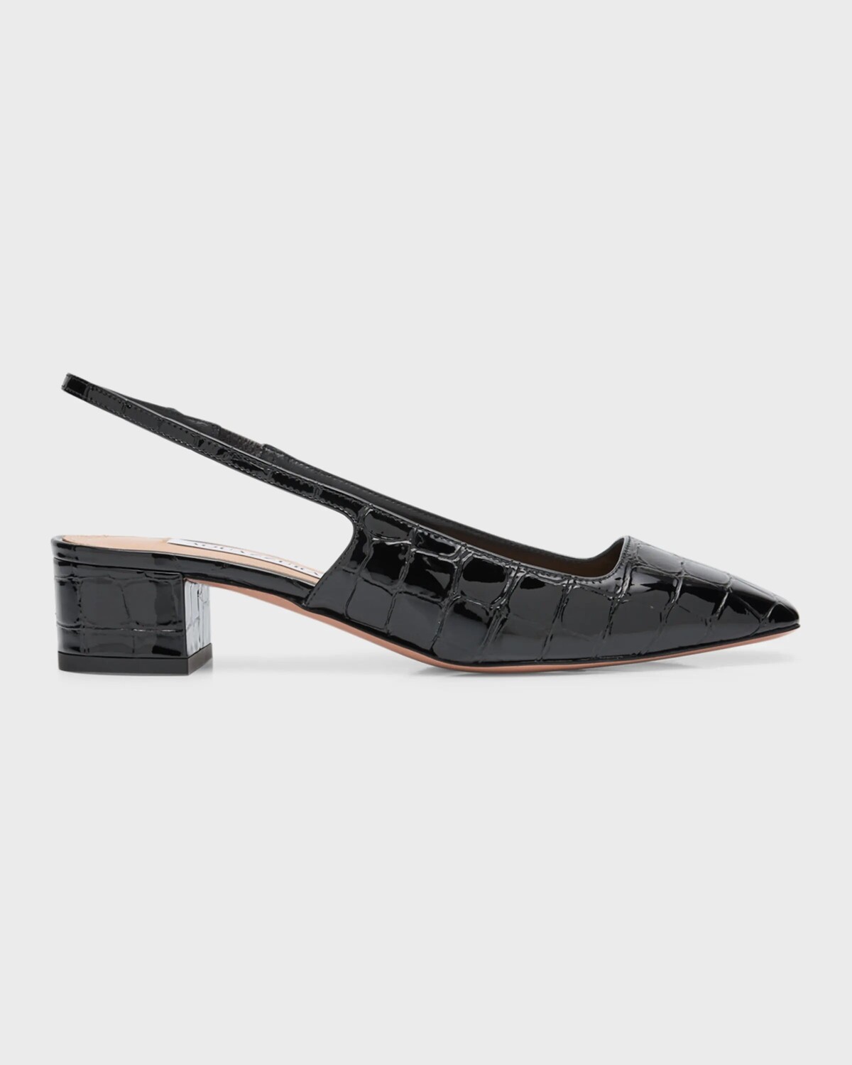 

Балетки Ginza Croco с пяткой на пятке Aquazzura, цвет Black