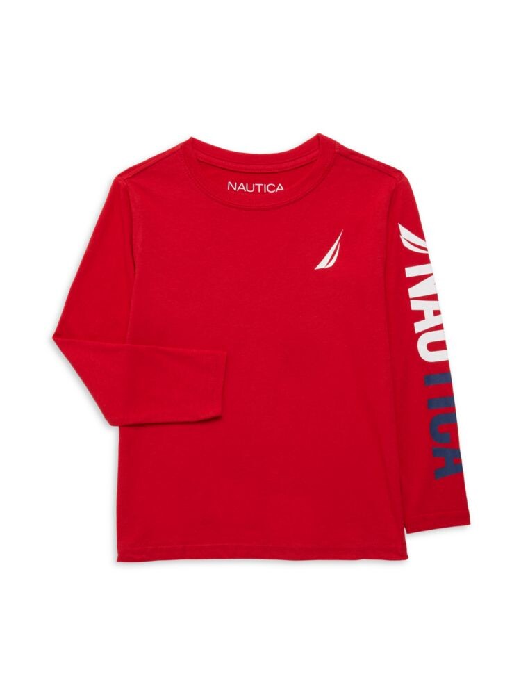 

Хлопковая футболка с логотипом для маленьких мальчиков Nautica, цвет Carmine