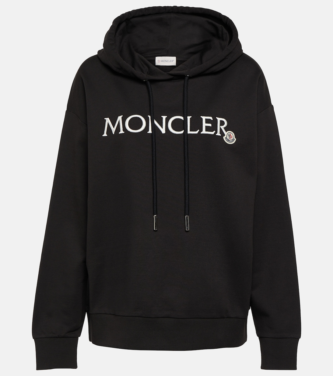 Худи из хлопкового джерси с логотипом Moncler, черный футболка из хлопкового джерси с логотипом moncler черный