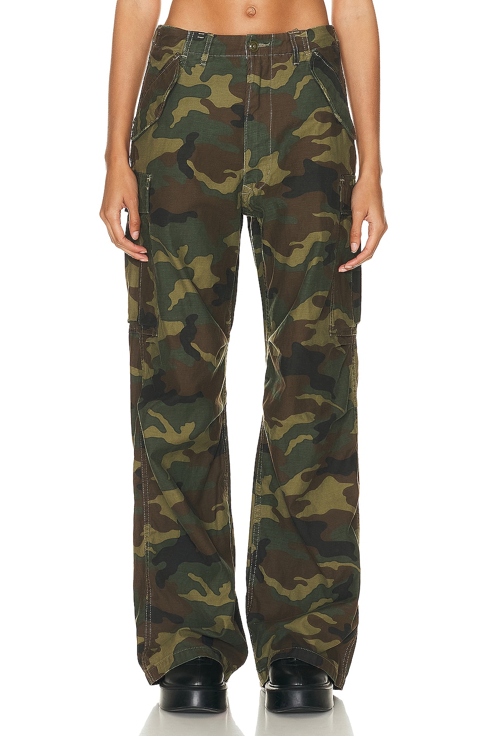 цена Брюки R13 Wide Leg Cargo, цвет Camo