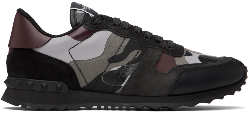 

Черно-бордовые кроссовки Rockrunner Stone Grey Valentino Garavani, Черный