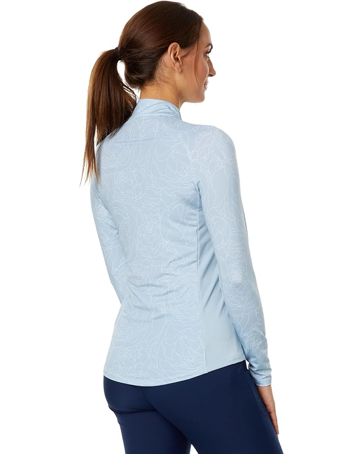 Поло Adidas Essentials Long Sleeve Printed Mock Polo Shirt, цвет Wonder Blue