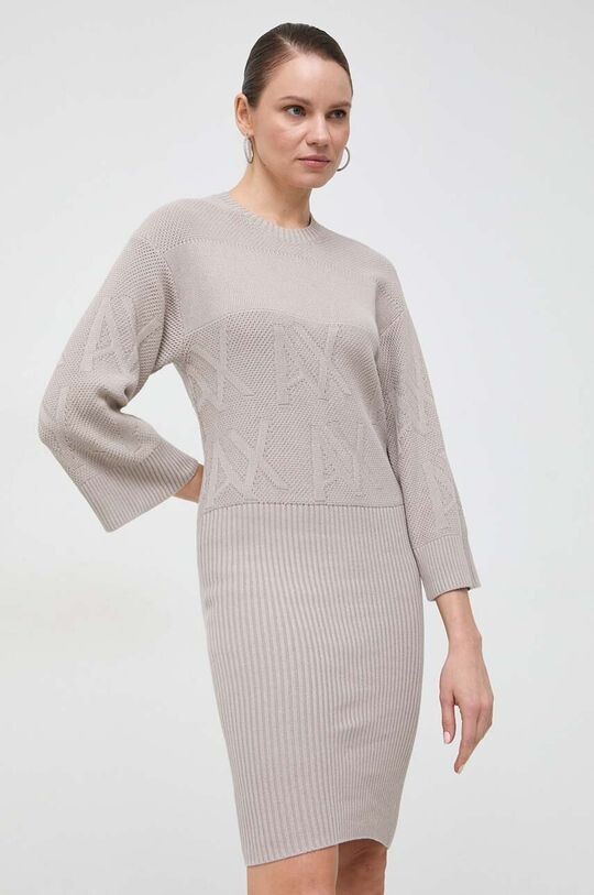 

Хлопковое платье Armani Exchange, бежевый