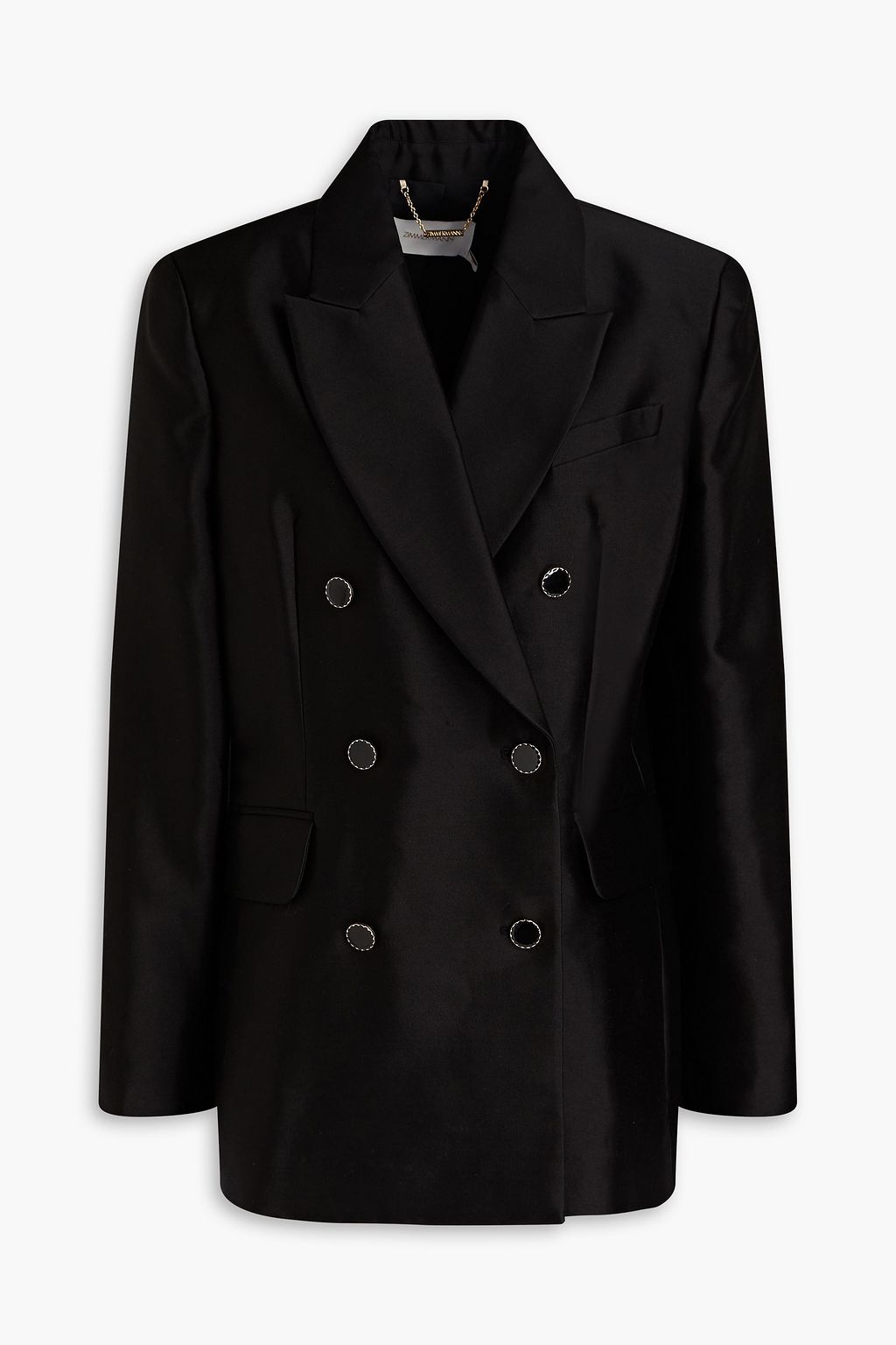 цена Двубортный пиджак из смеси шерсти и шелка ZIMMERMANN, черный