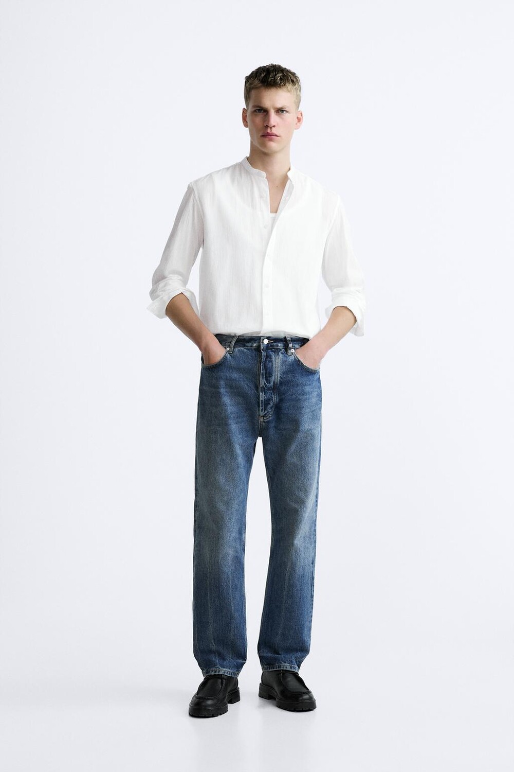 

Рубашка из хлопка ZARA, белый
