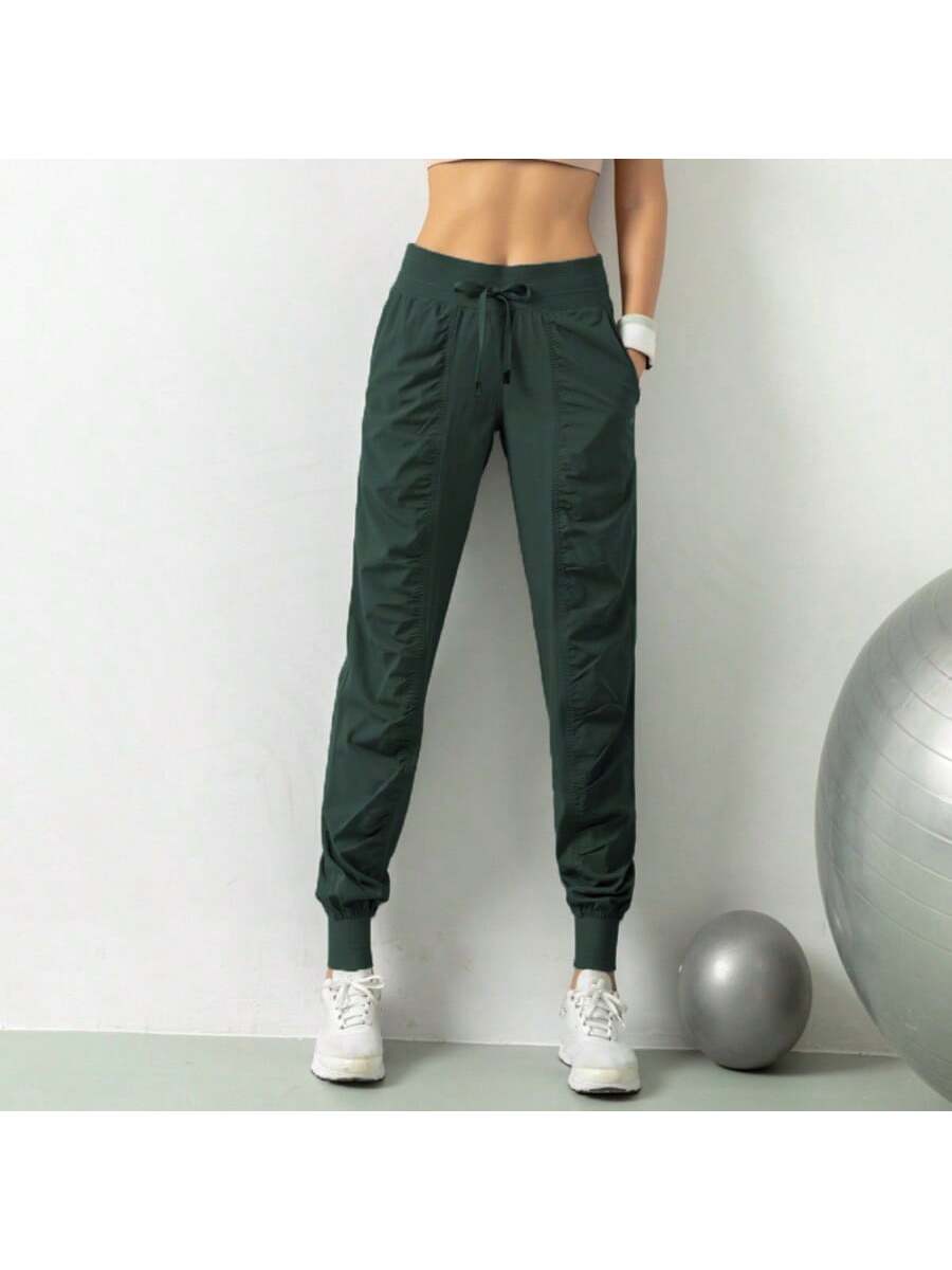 1 шт. быстросохнущие, армейский зеленый мужские быстросохнущие спортивные брюки с эластичными манжетами черный