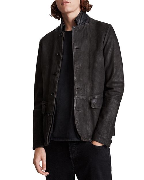 

Кожаный пиджак стандартного кроя Survey ALLSAINTS, цвет Gray
