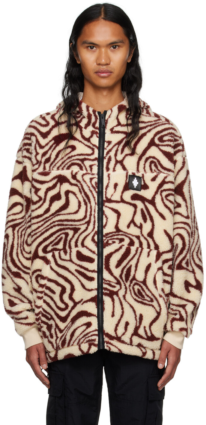 

Бежево-бордовая жидкая куртка AOP Marcelo Burlon County of Milan, Бежевый