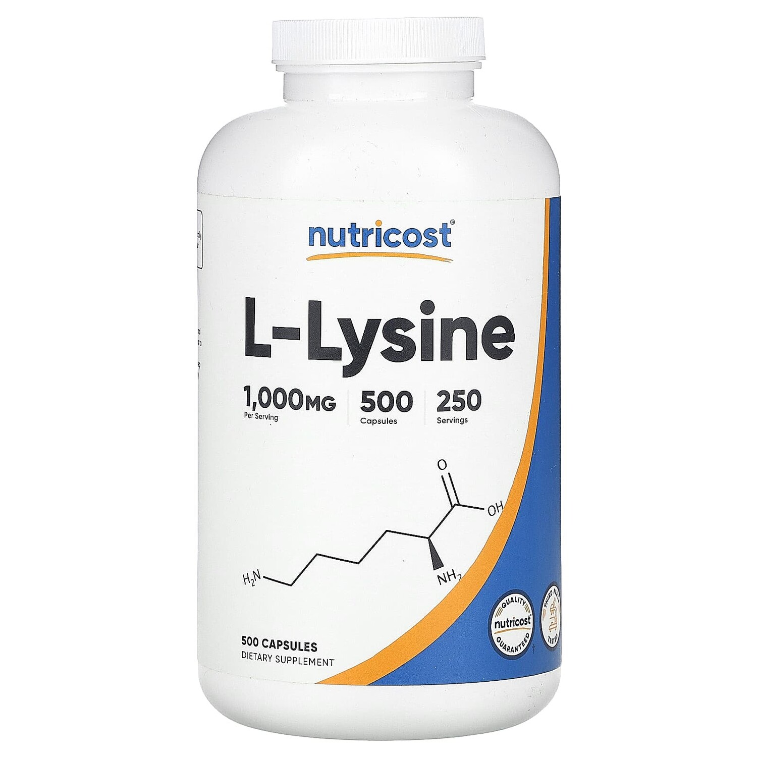 

L-лизин, 500 мг, 500 капсул, Nutricost