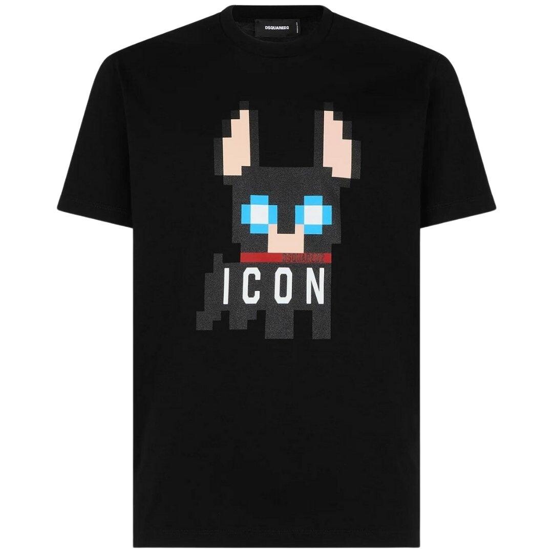 

Черная футболка с логотипом Icons Pixel Dog Dsquared2, черный