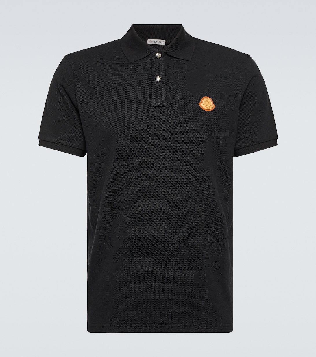 Рубашка поло из хлопка с логотипом Moncler, черный