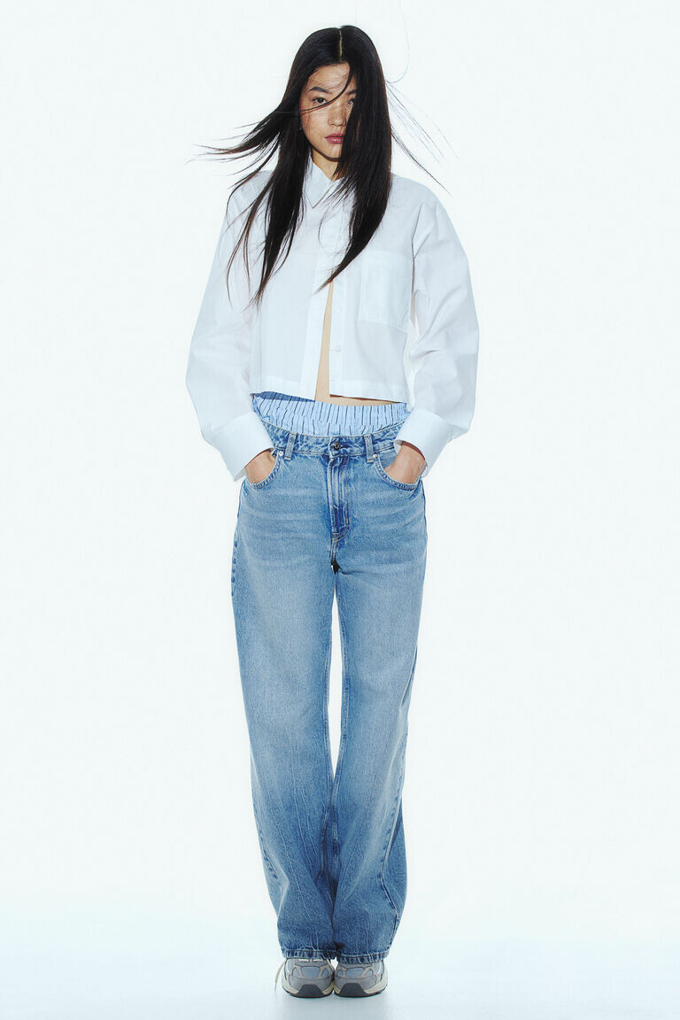 

Широкие высокие джинсы H&M, синий
